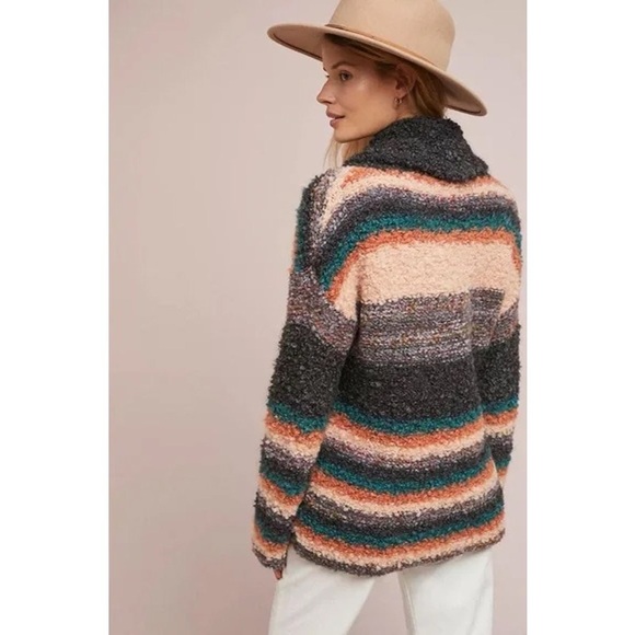 Anthropologie Moth Wool Murray Sweater in Stripe Mohair Chunky XS Made in Italy - Picture 3 of 11